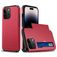 Mobigear Card iPhone 15 Pro Hülle Hardcase Backcover Stoßfest mit Kartenhalter - Rot