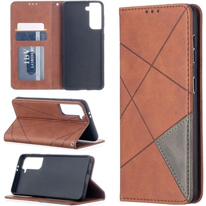 Mobigear Rhombus Slim Samsung Galaxy S21 Hülle Klapphülle - Braun