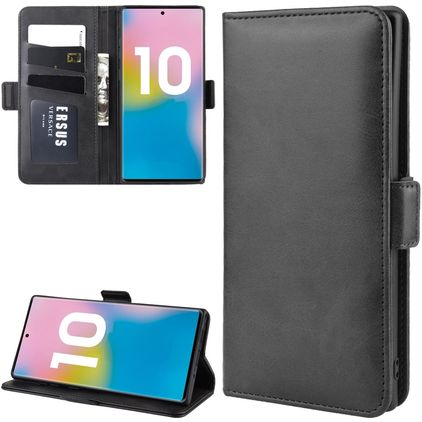 Mobigear Slim Magnet Samsung Galaxy Note 10 Plus Hülle Klapphülle Geldbörse - Schwarz