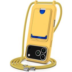 Mobigear Lanyard Card iPhone 17 Pro Max Silikon Handykette mit Kartenhalter - Gelb