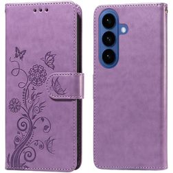 Mobigear Flowers Samsung Galaxy S26 Plus Hülle Klapphülle Geldbörse - Lila