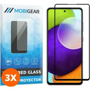 Mobigear Premium Samsung Galaxy A52 Panzerglas Gehärtetes Glas Displayschutz - Hüllenfreundlich - Schwarz (3er Pack)