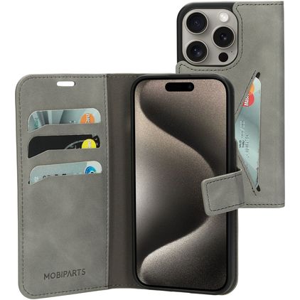 Mobiparts Classic Wallet iPhone 15 Pro Klapphülle Portemonnaie - Granite Grey