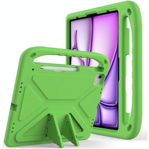 Mobigear AeroArmor iPad Air 13 Zoll (2024) Tablet Hülle für Kinder mit Tragegriff + Stifthalter - Grün