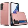 Mobigear Card Samsung Galaxy S21 Hülle Hardcase Backcover Stoßfest mit Kartenhalter - Roségold