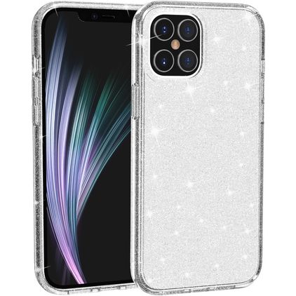 Mobigear Glitter iPhone 12 Hülle Hardcase Backcover - Weiß