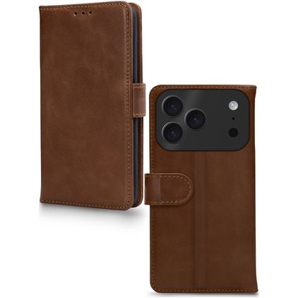 Mobilize Wallet iPhone 17 Pro Max Hülle Echtes Leder Klapphülle Geldbörse - Braun
