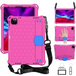 Mobigear HexStrap iPad Air 5 (2022) Hülle Kunststoff,EVA Schaum Backcover + Stifthalter + Schulterträger + Ständer - Pink