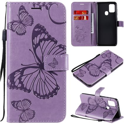 Mobigear Butterfly Samsung Galaxy A21s Klapphülle Portemonnaie - Lila
