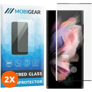 Mobigear Curved Samsung Galaxy S23 Ultra Panzerglas Gehärtetes Glas Displayschutz - Hüllenfreundlich - Schwarz (2er Pack)