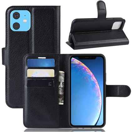Mobigear Classic iPhone 11 Hülle Klapphülle Geldbörse - Schwarz