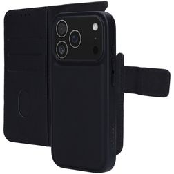 Mobiparts iPhone 17 Pro Hülle Echtes Leder Abnehmbare 2in1 Klapphülle Geldbörse - Schwarz