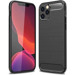 Mobigear Brushed Slim iPhone 12 Pro Max TPU (flexibel) Backcover - Schwarz
