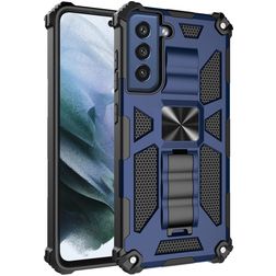 Mobigear Armor Stand Samsung Galaxy S21 FE Hülle Hardcase Backcover Stoßfest mit Ständer - Blau