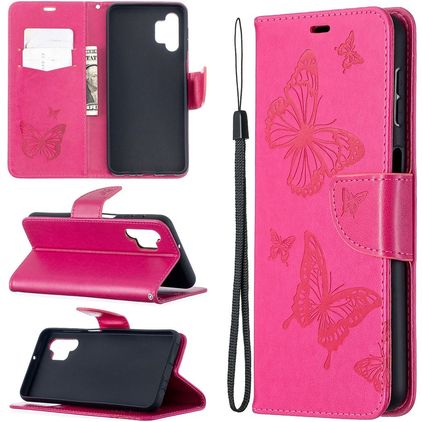 Mobigear Butterfly Samsung Galaxy A32 5G Klapphülle Portemonnaie - Pink