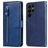 Mobigear Zipper Samsung Galaxy S23 Ultra Hülle Klapphülle Geldbörse - Blau
