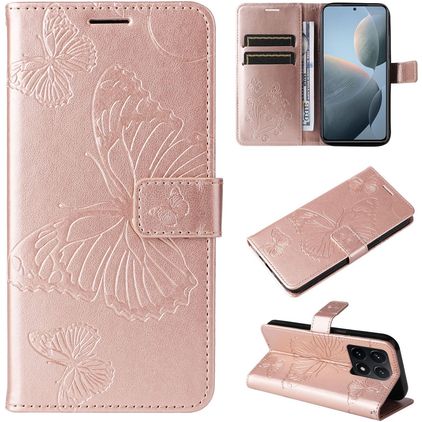 Mobigear Butterfly Xiaomi 14T Hülle Klapphülle Geldbörse - Roségold