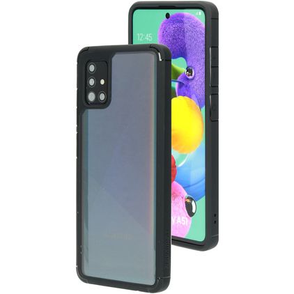 Mobiparts Rugged Clear Samsung Galaxy A51 Hülle Hardcase Backcover Stoßfest - Transparent / Schwarz