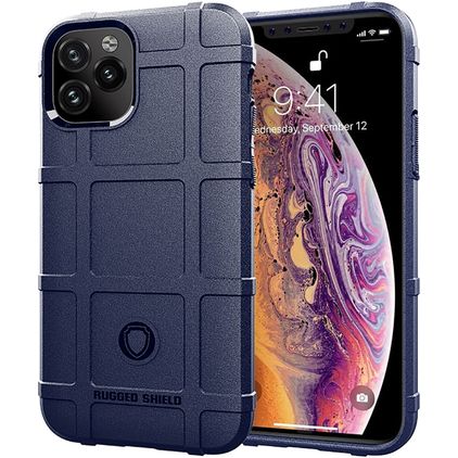 Mobigear Rugged Shield iPhone 12 Pro Max Hülle Flexibles TPU Backcover Stoßfest - Blau