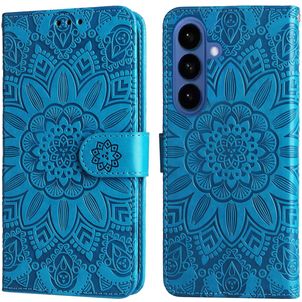 Mobigear Sunflower Samsung Galaxy S26 Hülle Klapphülle Geldbörse - Blau