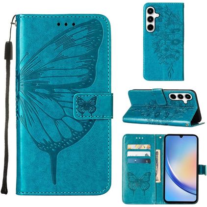 Mobigear Butterfly Samsung Galaxy A35 Klapphülle Portemonnaie - Blau