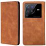 Mobigear Retro Slim Vivo X80 Pro Hülle Klapphülle Geldbörse - Cognac