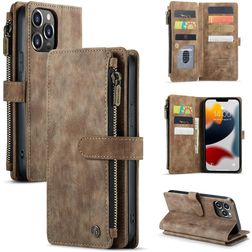 Caseme C30 iPhone 13 Pro Max Hülle Klapphülle Geldbörse - Braun