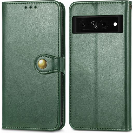 Mobigear Snap Button Google Pixel 7 Pro Hülle Klapphülle Geldbörse - Grün