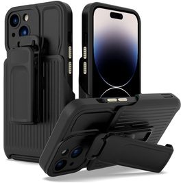 Mobigear Explorer iPhone 14 Pro Max Hülle Hardcase Backcover Stoßfest mit Ständer - Schwarz