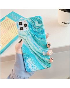 Mobigear Marble iPhone 12 Pro Max Hülle Flexibles TPU Backcover - Grün