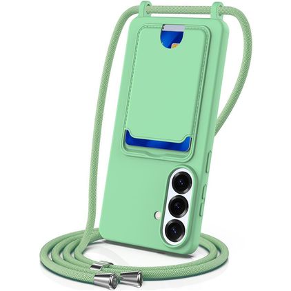 Mobigear Lanyard Card Samsung Galaxy S26 Plus Silikon Handykette mit Kartenhalter - Grün