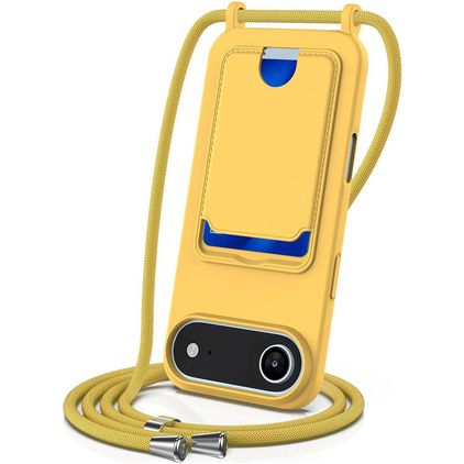 Mobigear Lanyard Card iPhone Air Silikon Handykette mit Kartenhalter - Gelb