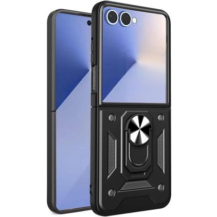 Mobigear Armor Ring Samsung Galaxy Z Flip 7 Hardcase Backcover Shockproof mit Ringhalter - Schwarz