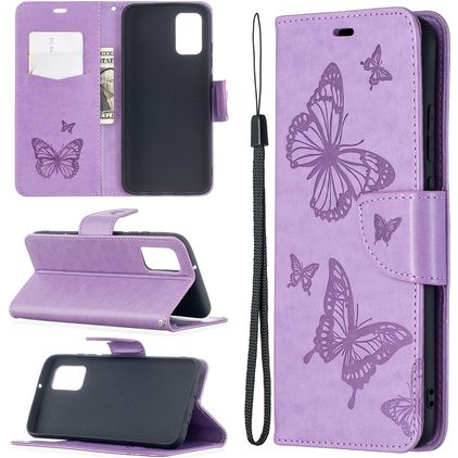 Mobigear Butterfly Samsung Galaxy A02s Klapphülle Portemonnaie - Lila