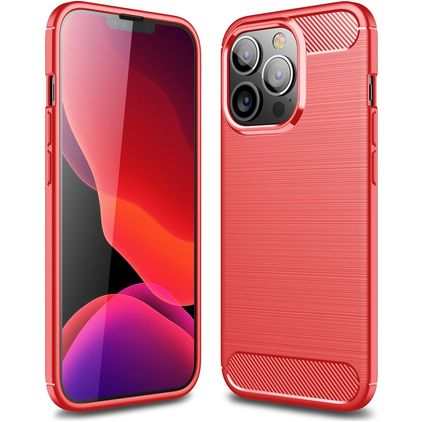 Mobigear Brushed Slim iPhone 13 Pro Hülle Flexibles TPU Backcover - Rot