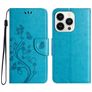 Mobigear Flowers iPhone 16 Pro Hülle Klapphülle Geldbörse - Blau