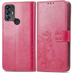 Mobigear Clover TCL 30 SE Hülle Klapphülle Geldbörse - Magenta