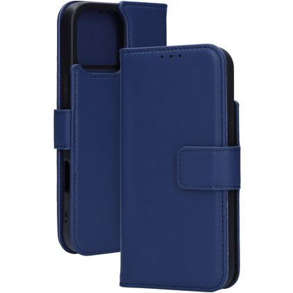 Mobiparts Wallet iPhone 16 Pro Max MagSafe Hülle Echtes Leder Klapphülle Geldbörse - Blau