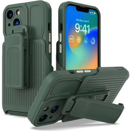 Mobigear Explorer iPhone 14 Hülle Hardcase Backcover Stoßfest mit Ständer - Grün
