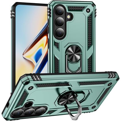 Mobigear Armor ring Samsung Galaxy S26 Hülle Hardcase Backcover Stoßfest mit Ringhalter - Grün