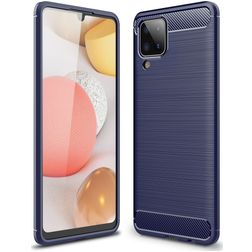 Mobigear Brushed Slim Samsung Galaxy A12 Hülle Flexibles TPU Backcover - Blau