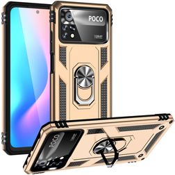 Mobigear Armor Ring POCO X4 Pro 5G Hülle Hardcase Backcover Stoßfest mit Ringhalter - Gold