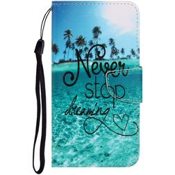 Mobigear Design Huawei P40 Lite E Hülle Klapphülle Geldbörse - Never Stop Dreaming