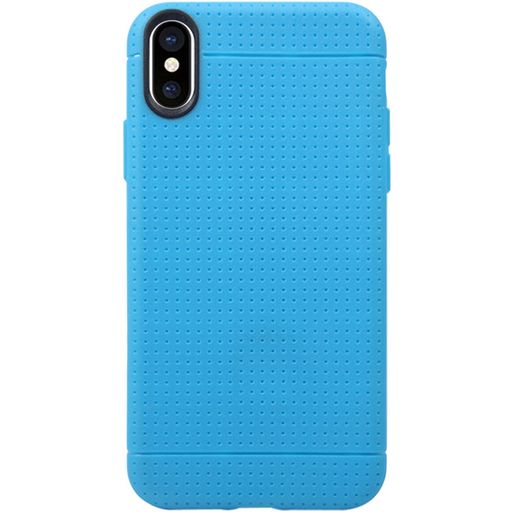 Mobigear Grip iPhone XS Hülle Flexibles TPU Backcover mit Ständer - Blau