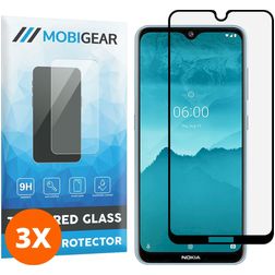 Mobigear Premium Nokia 7.2 Panzerglas Displayschutz - Hüllenfreundlich - Schwarz (3er Pack)