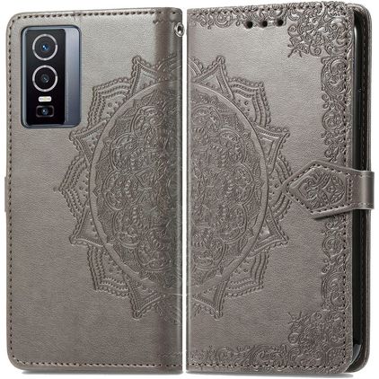 Mobigear Mandala Vivo Y76 Hülle Klapphülle Geldbörse - Grau
