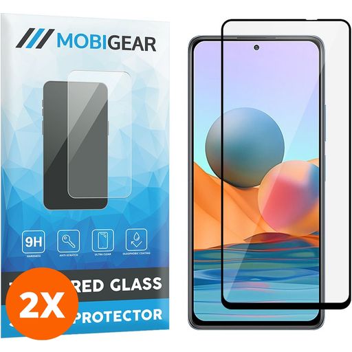 Mobigear Premium Xiaomi Redmi Note 10 Pro Panzerglas Gehärtetes Glas Displayschutz - Hüllenfreundlich - Schwarz (2er Pack)