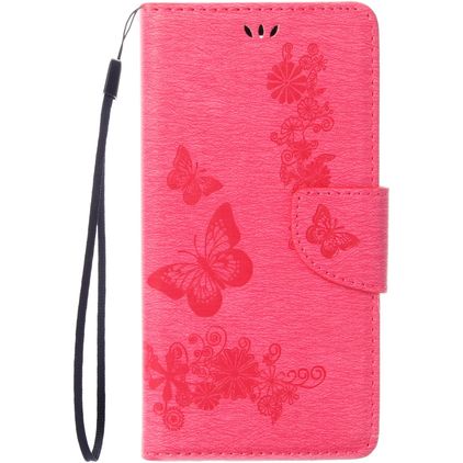Mobigear Butterfly iPhone SE (2022) Hülle Klapphülle Geldbörse - Magenta