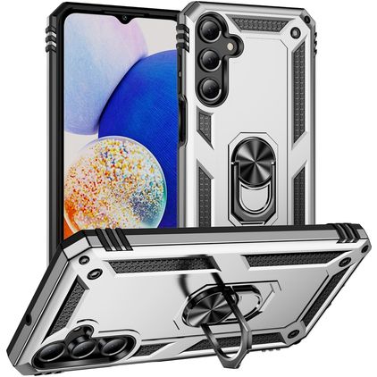 Mobigear Armor ring Samsung Galaxy A16 Hülle Hardcase Backcover Stoßfest mit Ringhalter - Silber