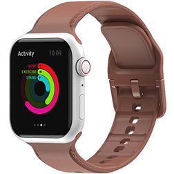 Mobigear Dashed Silikon Apple Watch Armband Dornschließe - 49/46/45/44 mm - Braun